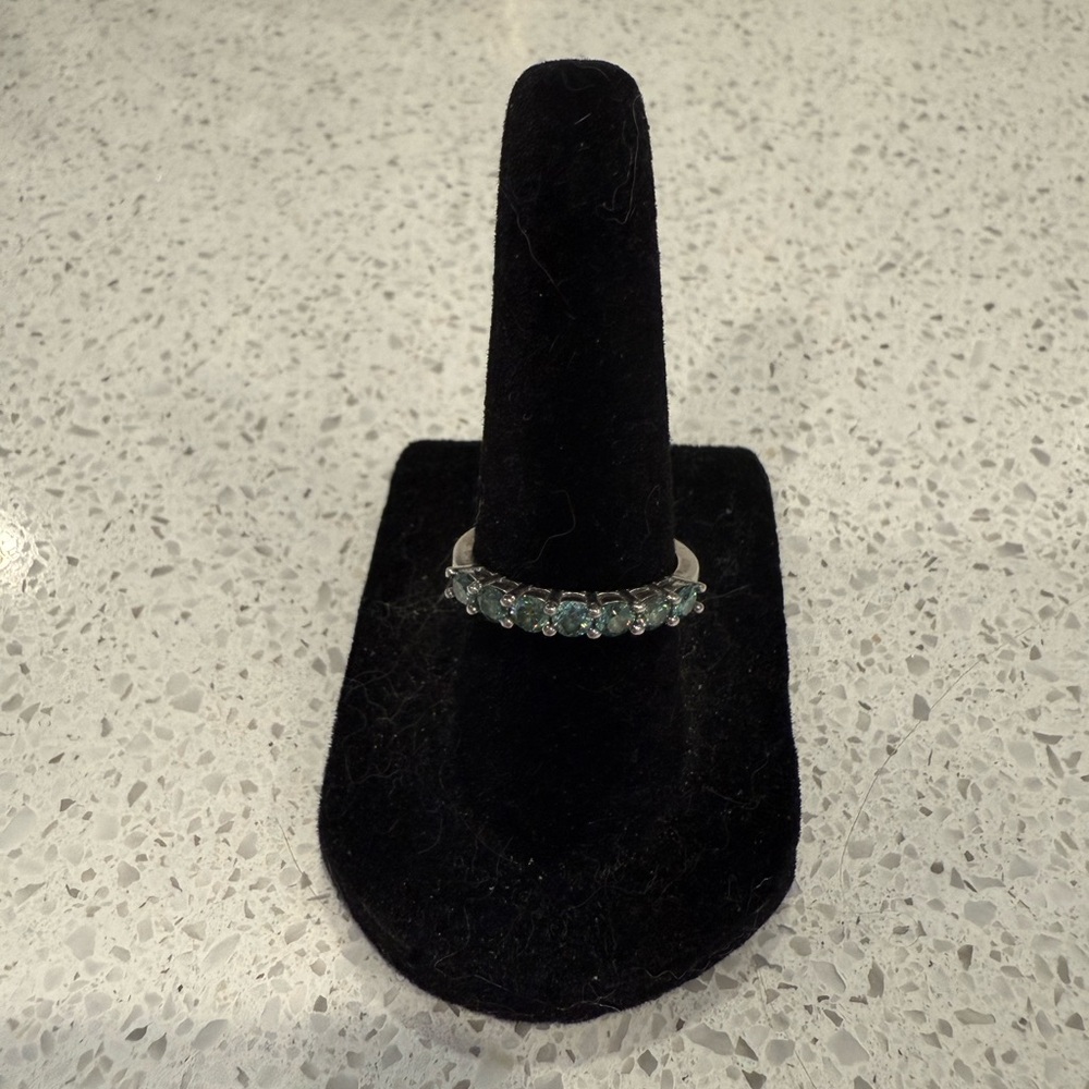 Green Moissanite Half Eternity Ring